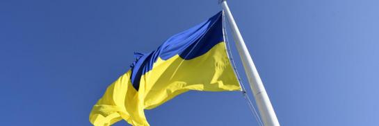 vlag oekraïne op kathedraal